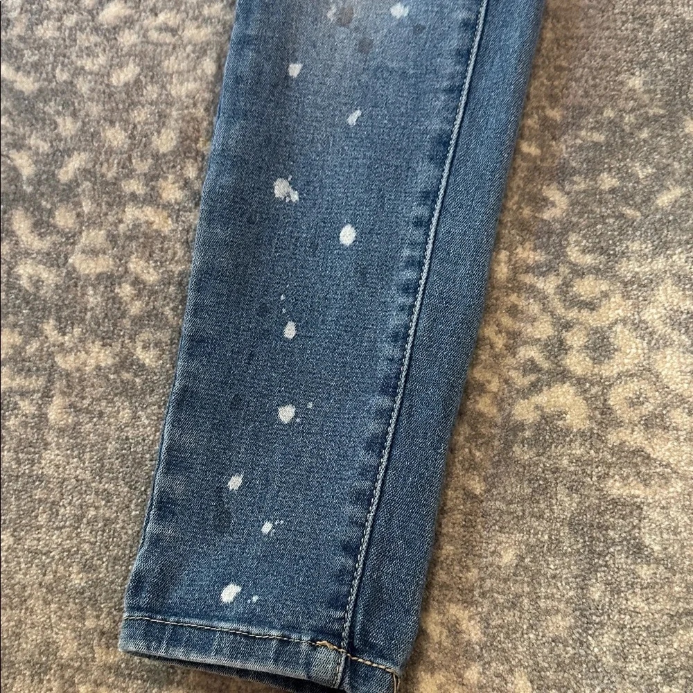 Justice Kids Distressed Blue Paint-Splatter Jeans Size 12